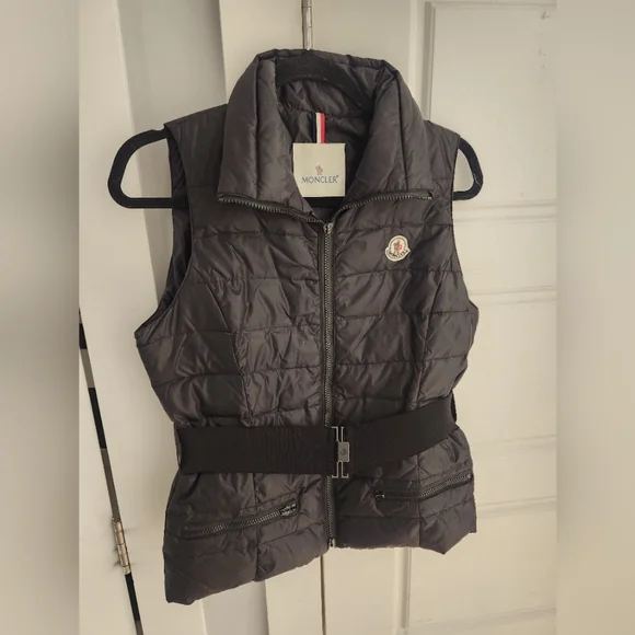 Moncler women down puffer vest women S black with logo - Picture 1 of 8